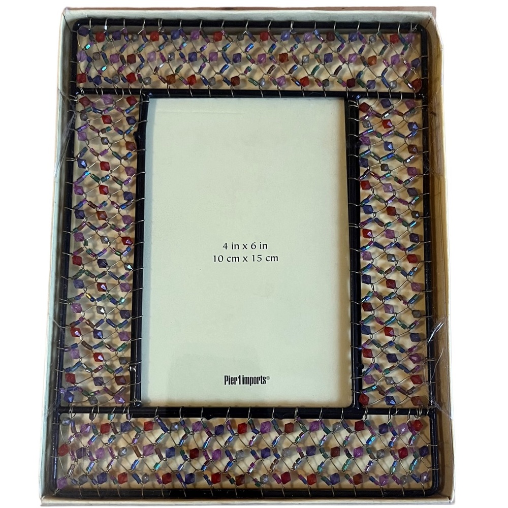 Pier 1 Imports 4 x 6 Photo Frame Vertical Tabletop Multicolor Beaded Rectangle - Picture 6 of 6